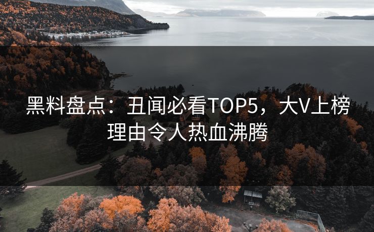 黑料盘点：丑闻必看TOP5，大V上榜理由令人热血沸腾
